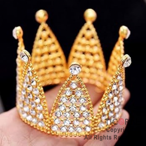 CORONITA METAL PARA DECORACION DE TORTAS ORO Y STRASS 7 CM DIAMETRO x 1